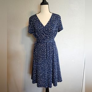 NWT Navy and tan polka dot dress.